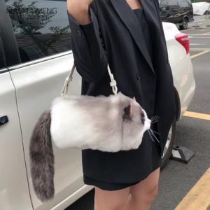 Realistic Cat Body Shoulder Bag Purse