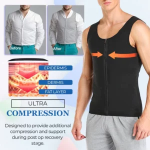 Manson Gynecomastia Compress Zipper Vest,Seamless Gynecomastia Compression  Shirts for Men Gynecomastia Treatment