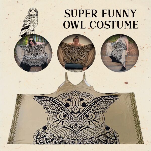 Funny Owl Oversize Pocket Romper Dress