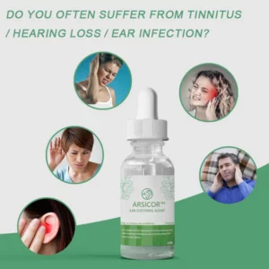 ARSICOR™ Organic Herbal Drops for Tinnitus, Hearing Loss, Clogged Ears, Inner Ear Inflammation, and Ear Infections.