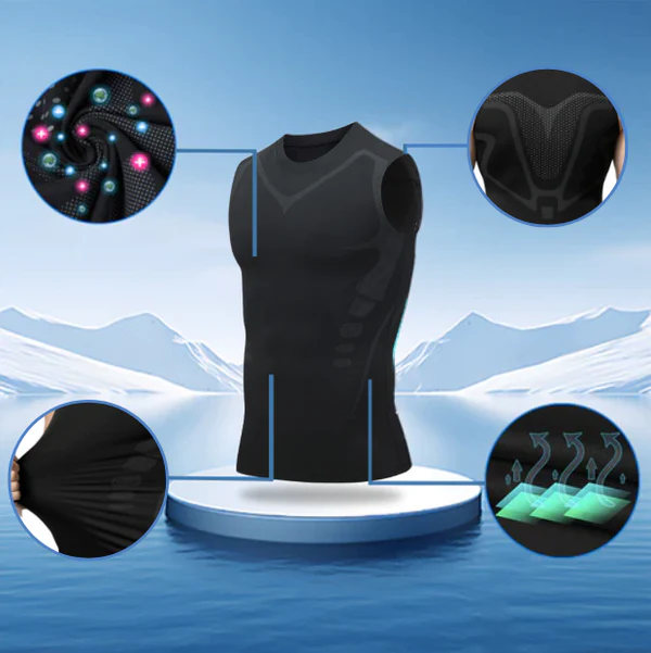 Ionic Shaping Vest, Men Body Shaper, 2023 New Version Ionic Shaping Vest  For Men, Comfortable Breathable Ice-silk Fabric