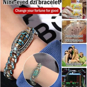 Turquoise Six Character Nine Eyes Dzi Bead Bracelet