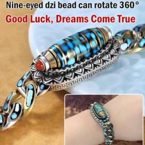 Turquoise Six Character Nine Eyes Dzi Bead Bracelet