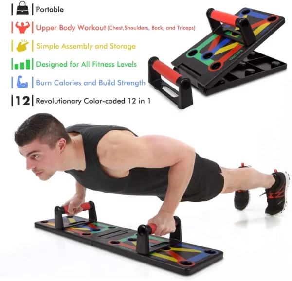 12-In-1 Color- Portable Coded Push Up Board