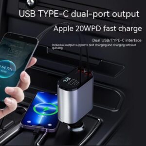 100W Super Fast Car Charger: Usb And Type-C Adapter