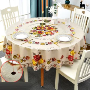 Luxury Waterproof & Oil-Proof Wash-Free Round Tablecloth