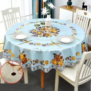 Luxury Waterproof & Oil-Proof Wash-Free Round Tablecloth