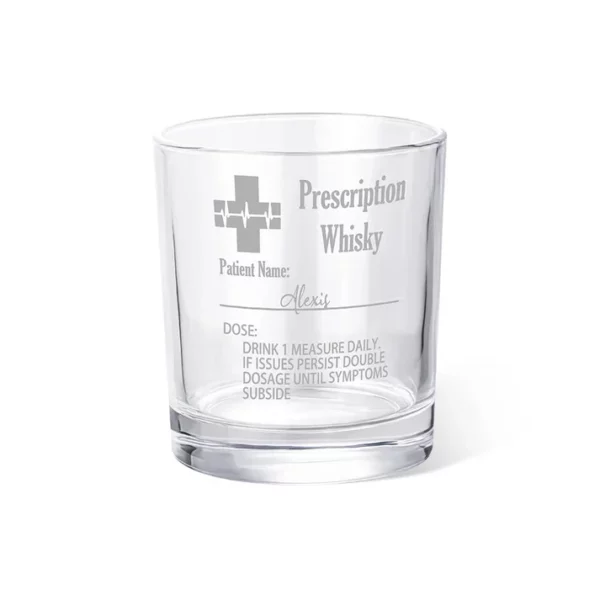 Personalized Funny Prescription Whisky Glasses and Slate Coaster with Laser Engraved Name