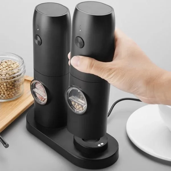Electric All-In-One Spice Grinder: One-Touch Pepper & Salt Mill
