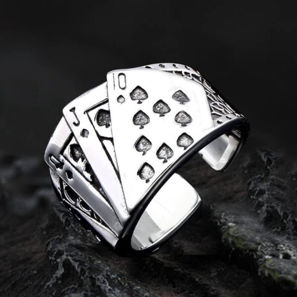 Straight Flush Poker Cards Stainless Steel Ring