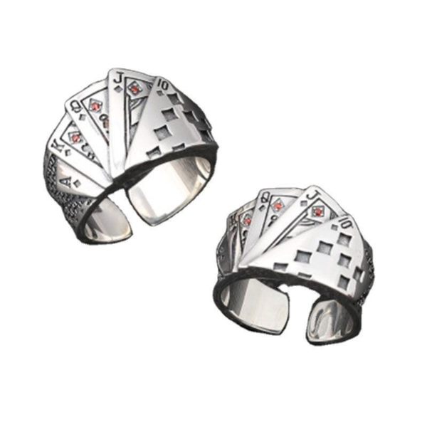 Straight Flush Poker Cards Stainless Steel Ring