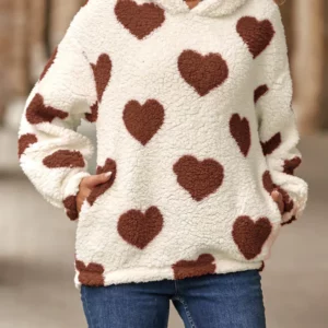 Plush heart-shaped hooded sweatshirt