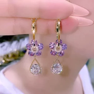 Flower Droplet Crystal Earring