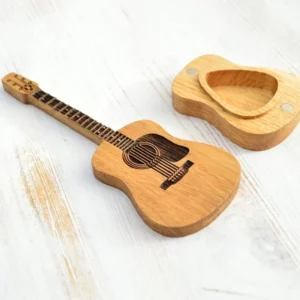 Personalized Wooden Guitar Pick Box with Stand