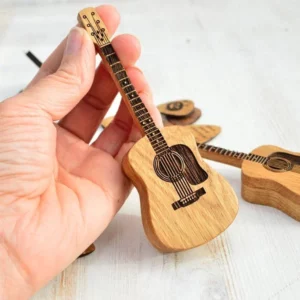 Personalized Wooden Guitar Pick Box with Stand