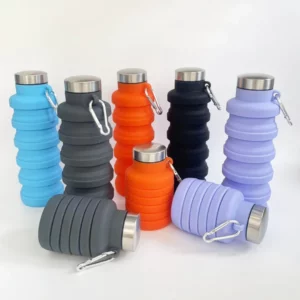 Foldable Silicone Sports Bottle with Hiking Buckle