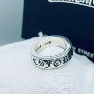 925 Sterling Silver Engraved Cross Lucky Ring