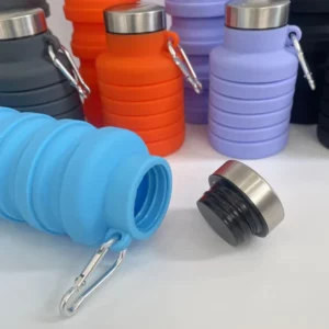 Foldable Silicone Sports Bottle with Hiking Buckle