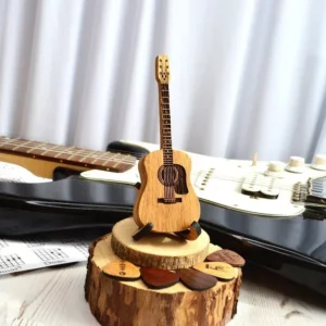 Personalized Wooden Guitar Pick Box with Stand