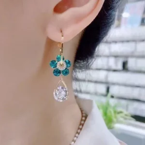 Flower Droplet Crystal Earring