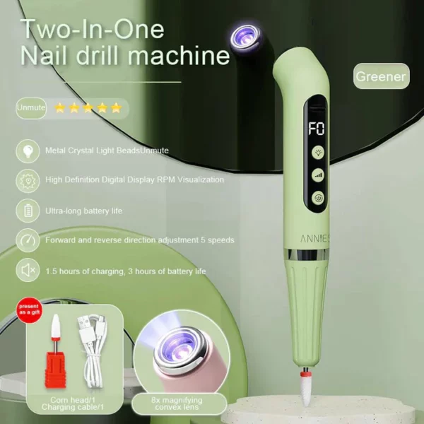 2 IN 1 GRINDING AND MANICURE TOOL WITH LED LIGHT