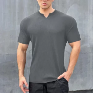 Men's V-Neck Short Sleeve Muscle Athletic Workout T-Shirts
