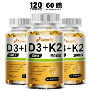 SOOMIIG Vitamin D3 5000IU + Vitamin K2 (MK-7) Capsules: Bone & Immune Support