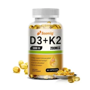 SOOMIIG Vitamin D3 5000IU + Vitamin K2 (MK-7) Capsules: Bone & Immune Support