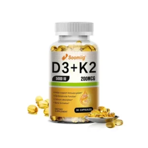 SOOMIIG Vitamin D3 5000IU + Vitamin K2 (MK-7) Capsules: Bone & Immune Support