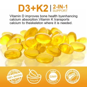 SOOMIIG Vitamin D3 5000IU + Vitamin K2 (MK-7) Capsules: Bone & Immune Support