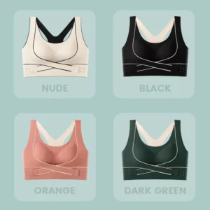 Traceless front buckle crossed sports corrective backless bra