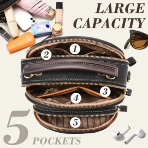 Classic Multifunctional Compartments Adjustable Wide Shoulder Strap PU Leather Crossbody Bag