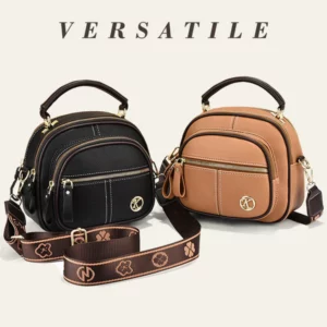 Classic Multifunctional Compartments Adjustable Wide Shoulder Strap PU Leather Crossbody Bag