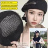 Thin Crochet Japanese Style Versatile Rhinestone Beret