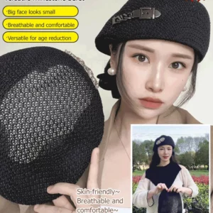 Thin Crochet Japanese Style Versatile Rhinestone Beret