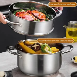 Stainless Steel Multifunctional Double-Layer Pot & Steamer