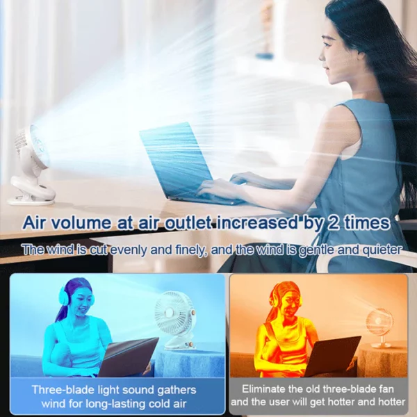 Rechargeable Clip-On Hanging Desk Air Conditioning Fan