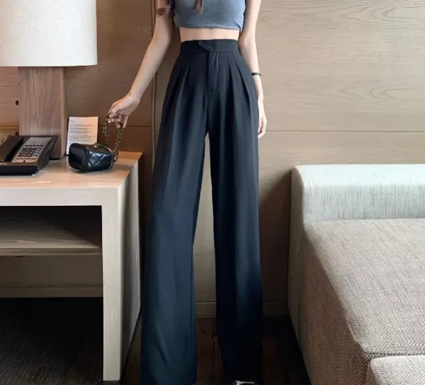 Figure-flattering versatile high-waisted wide leg trousers