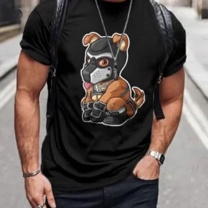 Men's Pride Bear Dog Print Casual T-Shirt