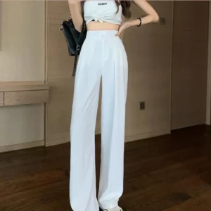 Figure-flattering versatile high-waisted wide leg trousers