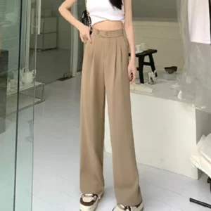 Figure-flattering versatile high-waisted wide leg trousers