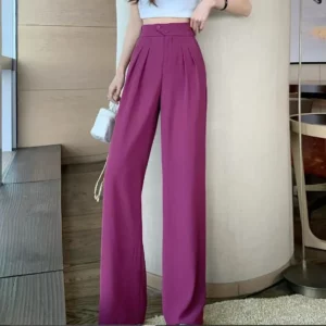 Figure-flattering versatile high-waisted wide leg trousers