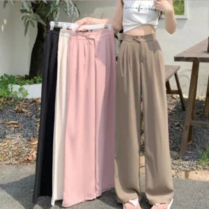 Figure-flattering versatile high-waisted wide leg trousers