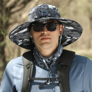 Outdoor Wide Brim Sun Hat With Solar Fan