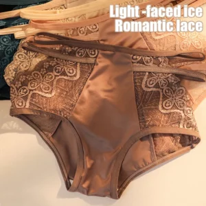 Sexy Seamless Double Strap Lace Silk Care Panties