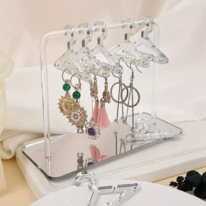 Acrylic Mini Jewelry Hanger Rack Organizer - Set 8 hangers