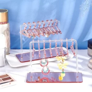 Acrylic Mini Jewelry Hanger Rack Organizer - Set 8 hangers