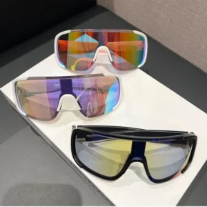 2024 New Large Frame Dazzle Color Windproof Sunscreen Sports Sunglasses