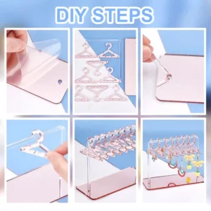 Acrylic Mini Jewelry Hanger Rack Organizer - Set 8 hangers