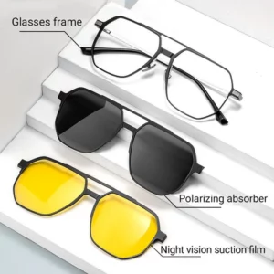 3 in 1 Vintage Magnetic Clip on Sunglasses